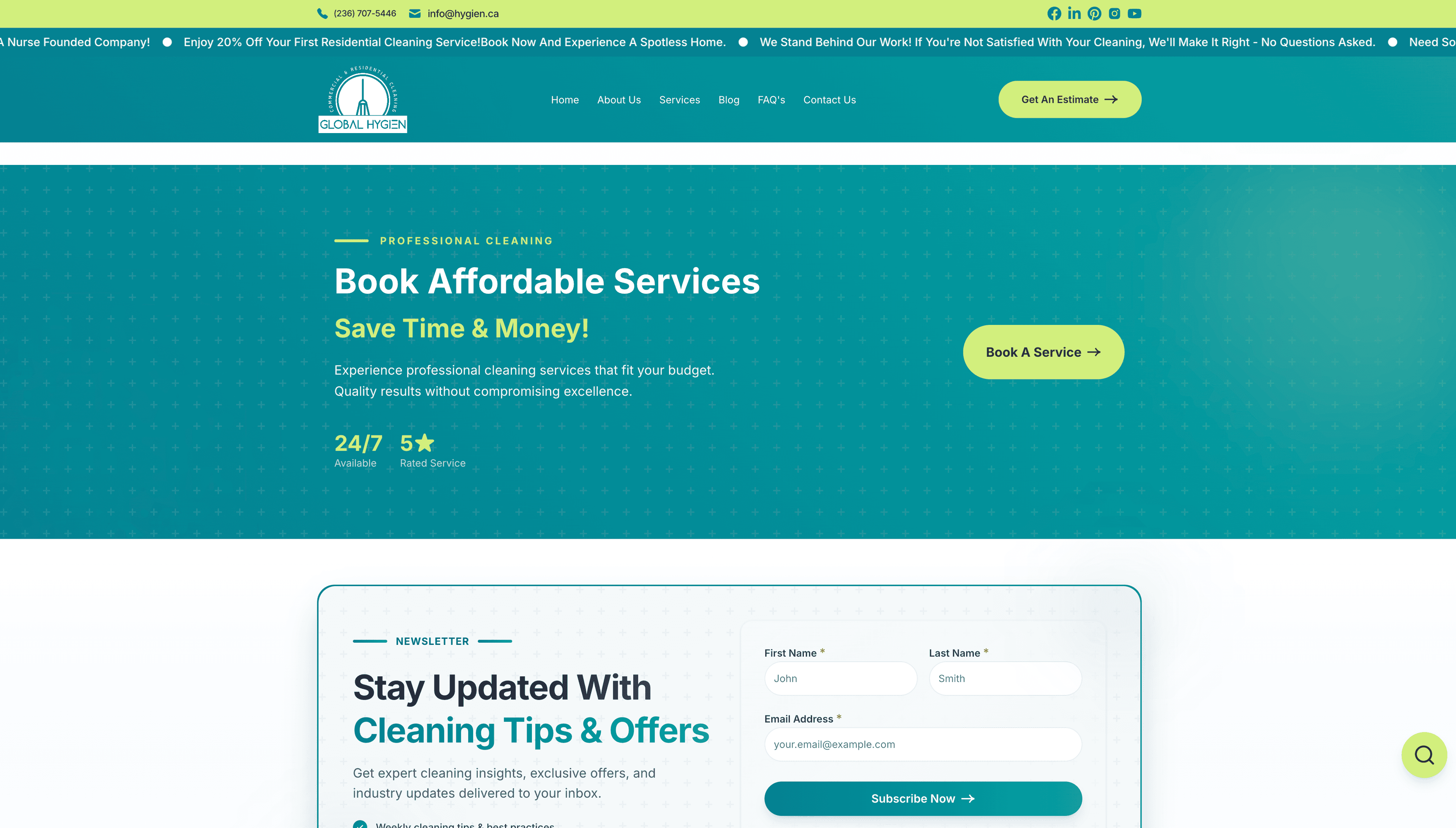 Global Hygien content section preview