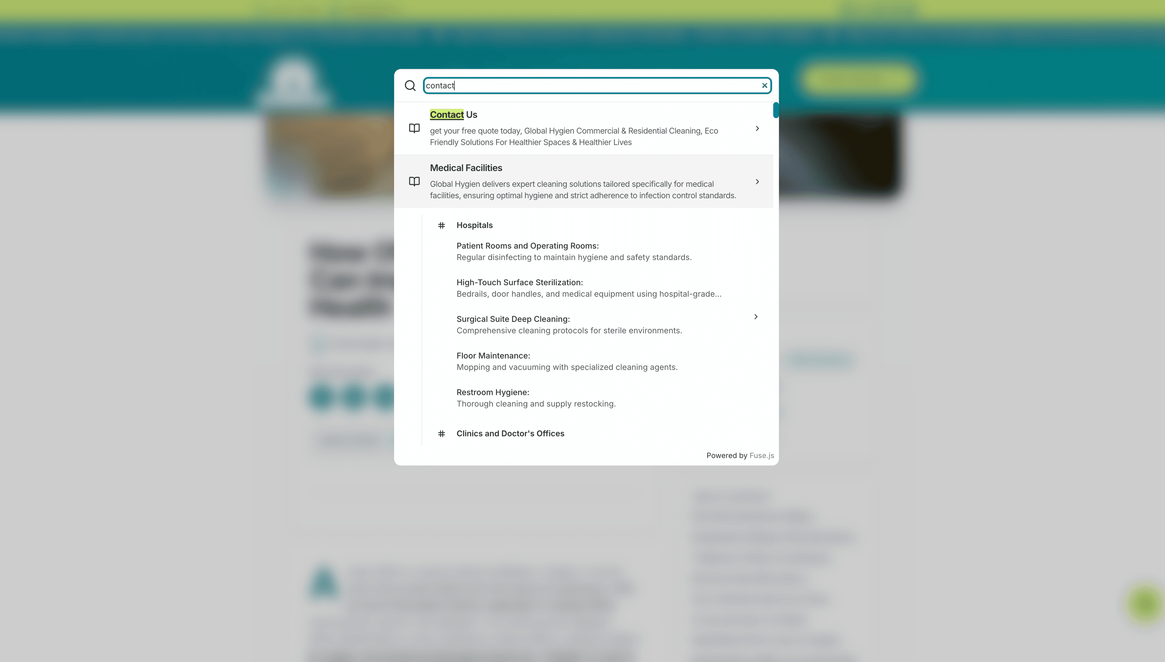 Global Hygien services layout